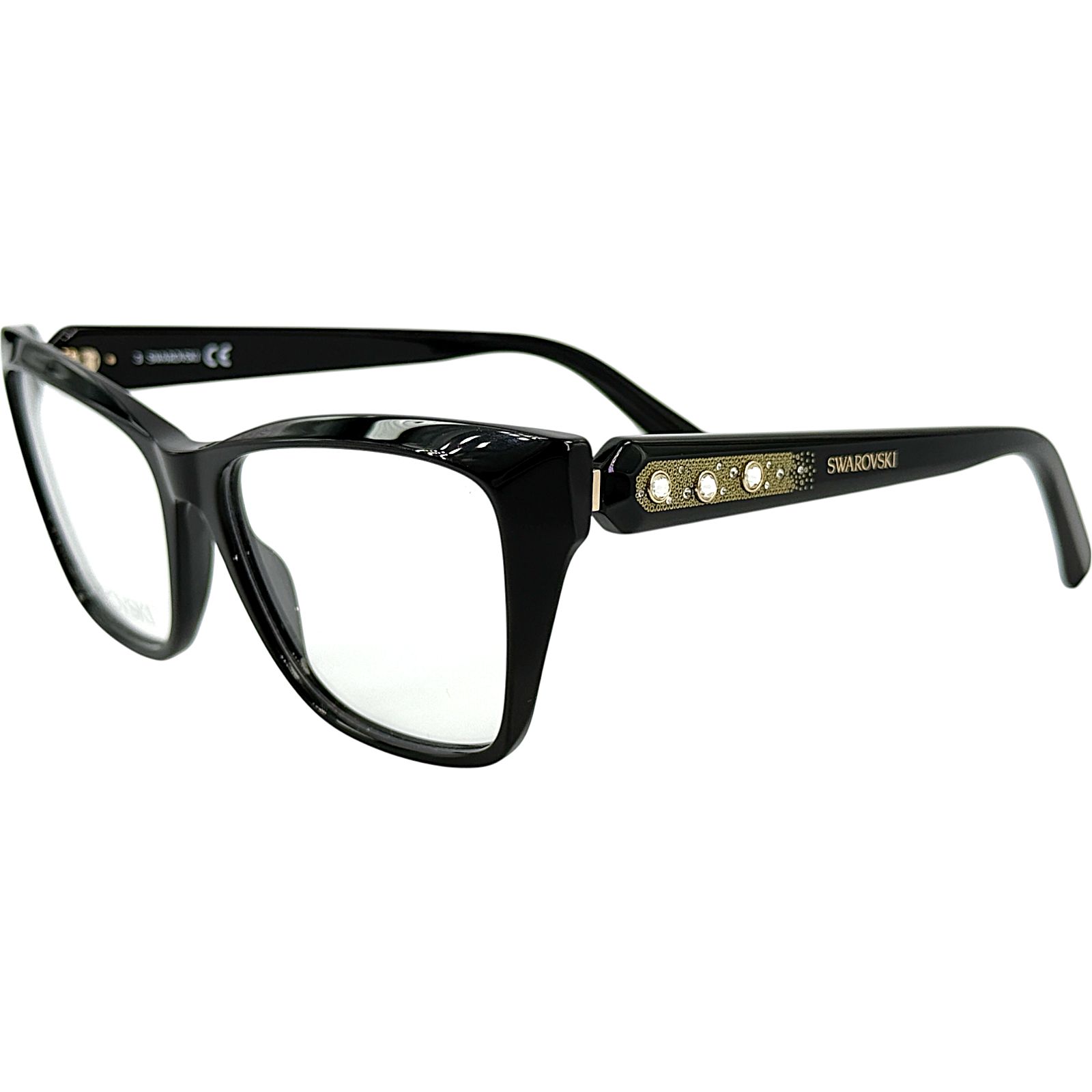 Swarovski Sk5468 Womens Plastic Eyeglass Frame 001 Shiny Black 53-14